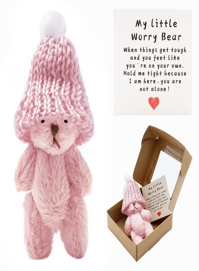 KCMOSGI Mini Worry Bear with A Hat, Positive Mini Bears, Little Worry Bears in A Box with Encouragement Little Card, Soft Handmade Pocket Bear for Lovers, Family, Friend - Image 1